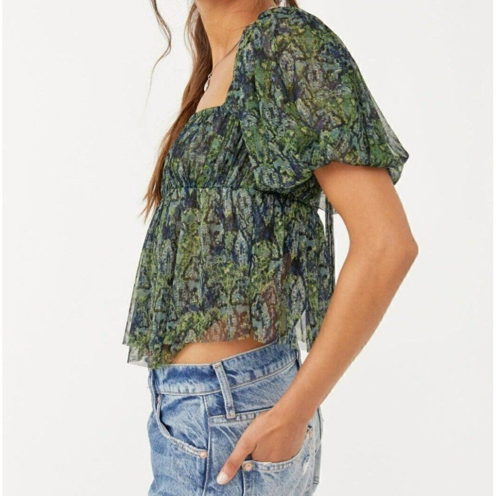 NWT - Free People Women's - XL - Penelope Top Deep Sea Combo Green - Picture 4 of 12